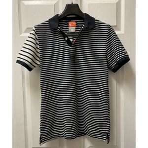 Nike Men's Small Black & White Striped Dri-Fit‎ Polo